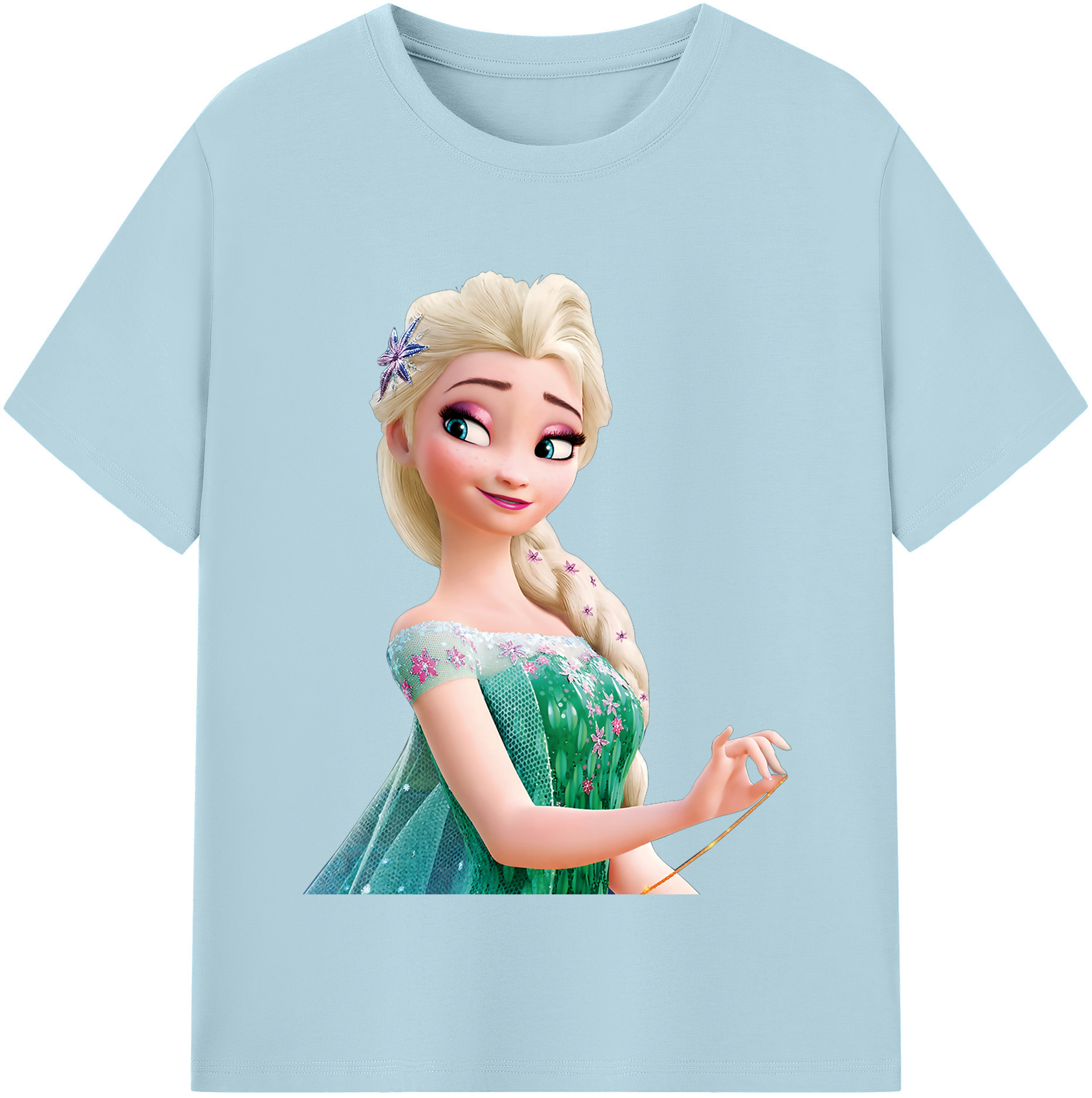 （画像用） アナと雪の女王 アンナ エルサ Frozen Anna Elsa 綿100％半袖Tシャツ（フロントプリント）